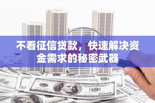 后壁不看征信贷款，快速解决资金需求的秘密武器