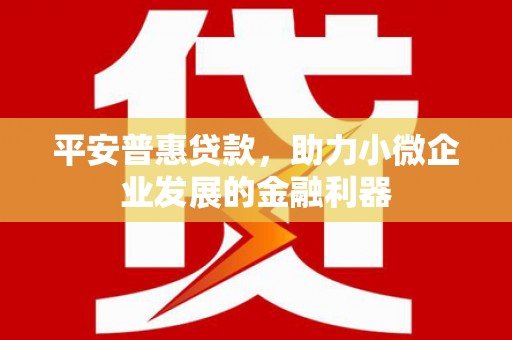 后壁平安普惠贷款，助力小微企业发展的金融利器
