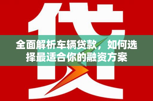 后壁全面解析车辆贷款，如何选择最适合你的融资方案