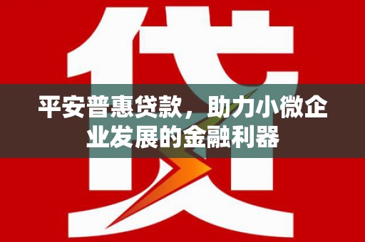 后壁平安普惠贷款，助力小微企业发展的金融利器